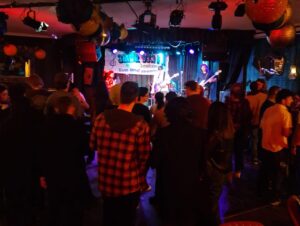 3MDR's Big Gig at Sooki Lounge, pic shows The Waxeaters playing love to a full crowd.