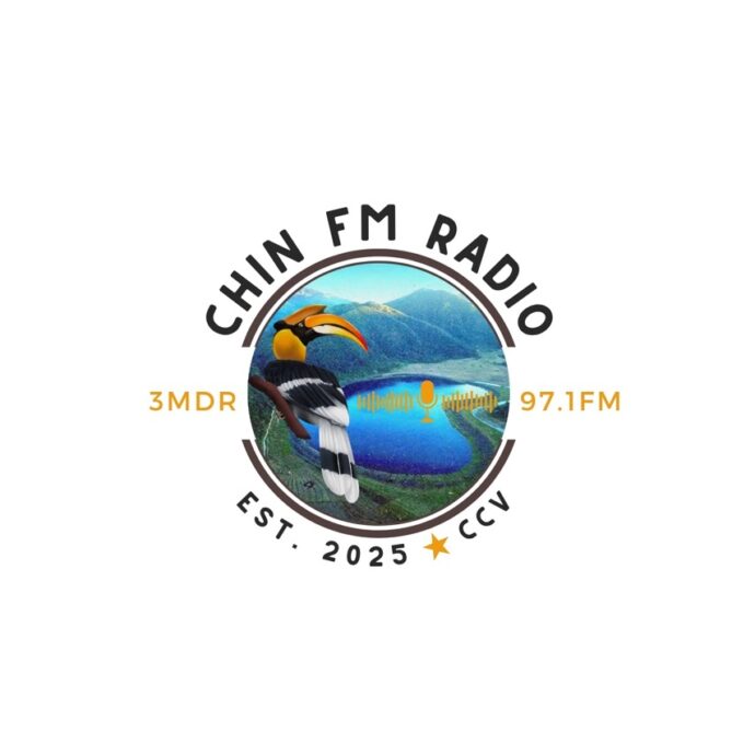 Chin FM Radio blue logo on white background