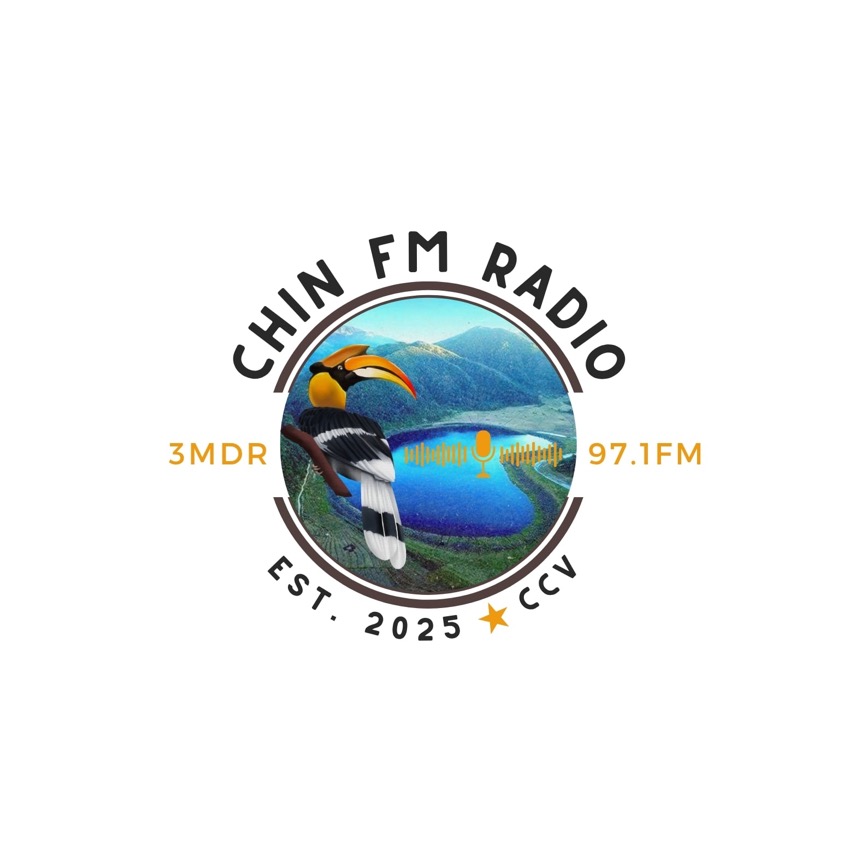 Chin FM Radio blue logo on white background