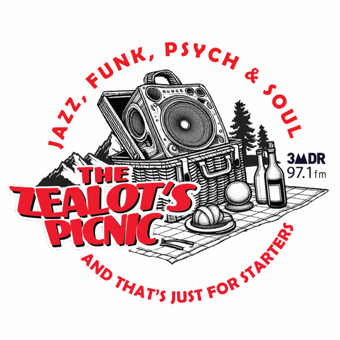 The Zealot's picnic logo: picnic basked with a radio in it